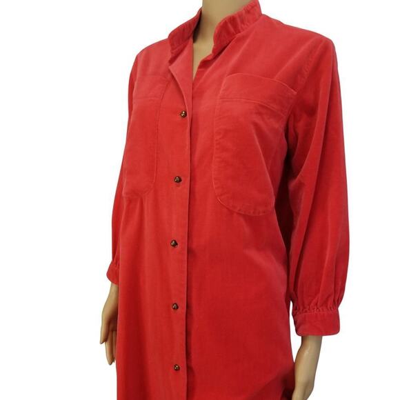 VINTAGE VELVET Boho Long Red Jacket Floor Length Side Slits Gold Button SZ Small - Picture 3 of 6